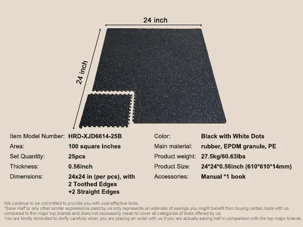 25 Thick Floor Interlocking Rubber Mat With Eva Foam For Gym Home