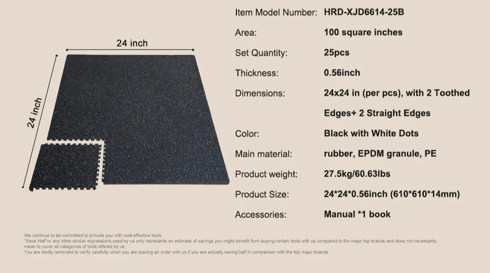 25 Thick Floor Interlocking Rubber Mat With Eva Foam For Gym Home