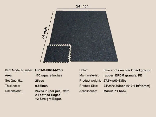 25 Thick Floor Interlocking Rubber Mat With Eva Foam For Gym Home