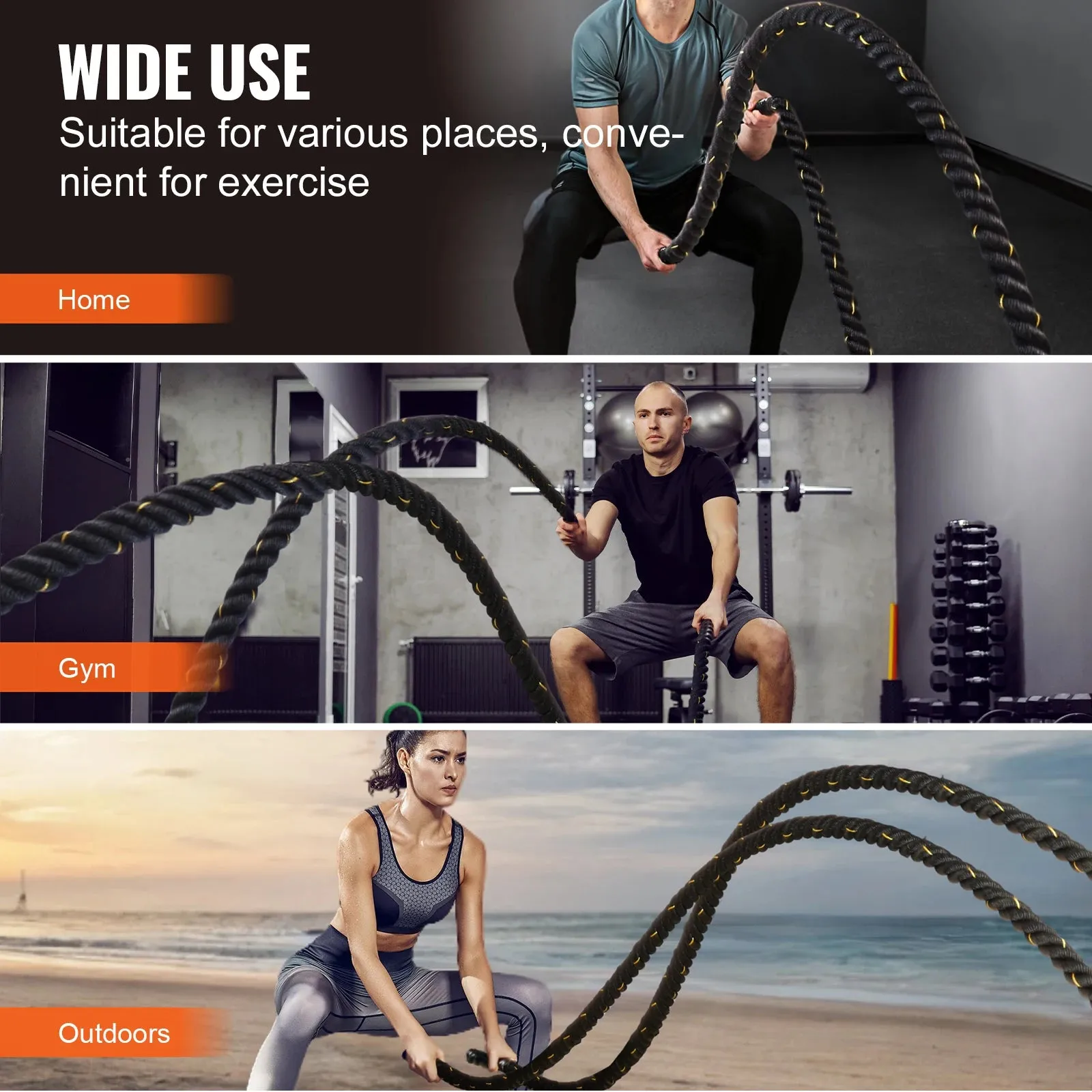 30Ft Durable Battle Rope For Muscle Building Strength Training