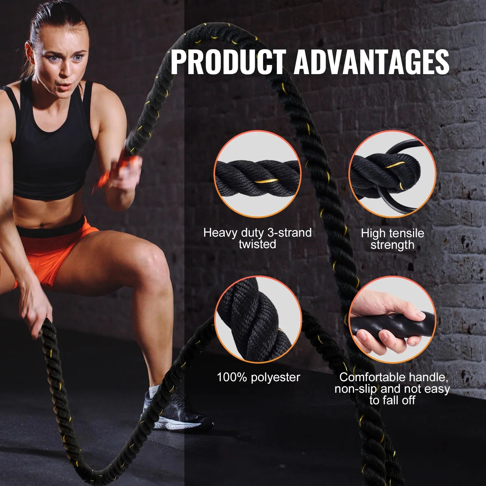 30Ft Durable Battle Rope For Muscle Building Strength Training