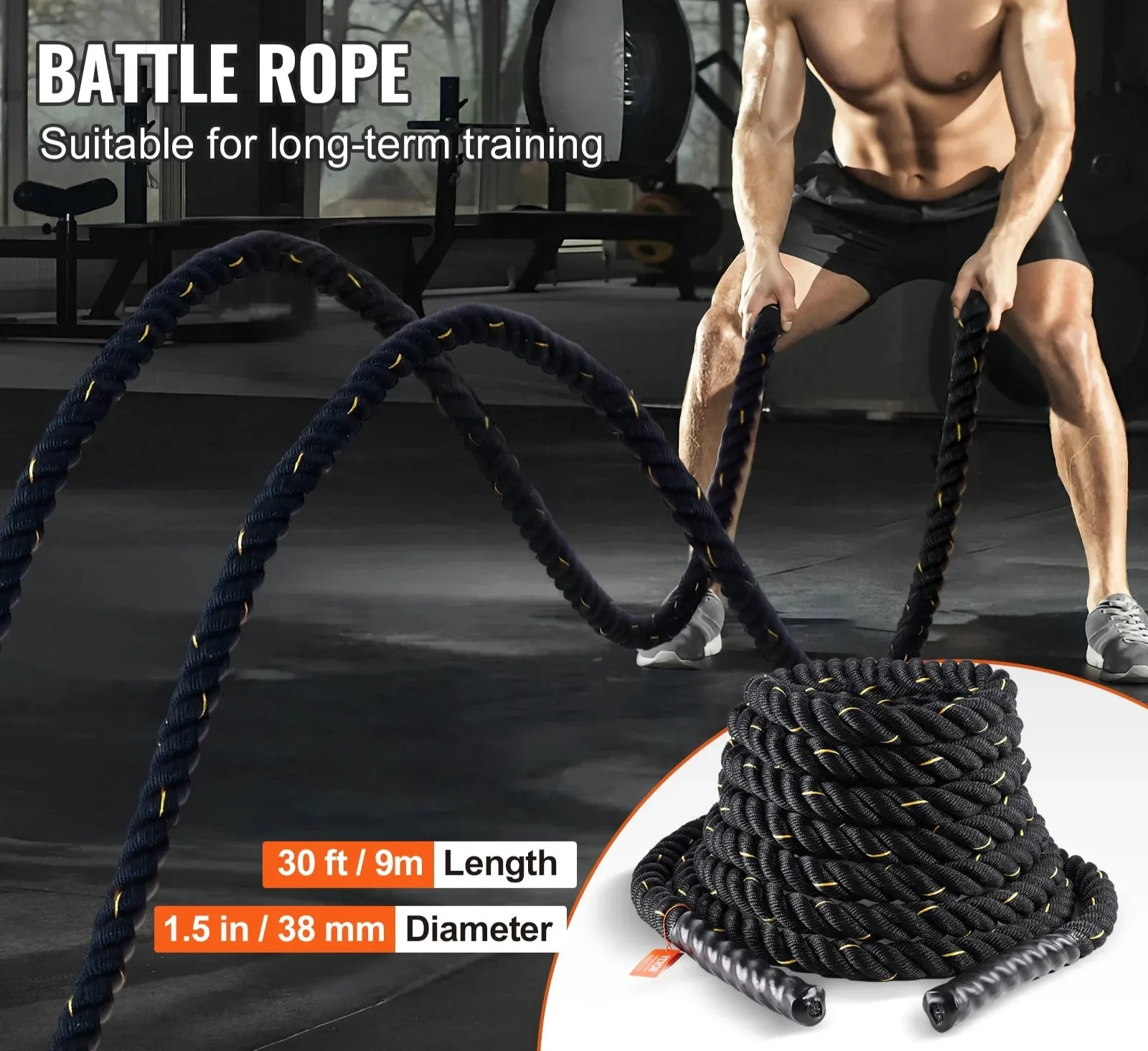 30Ft Durable Battle Rope For Muscle Building Strength Training