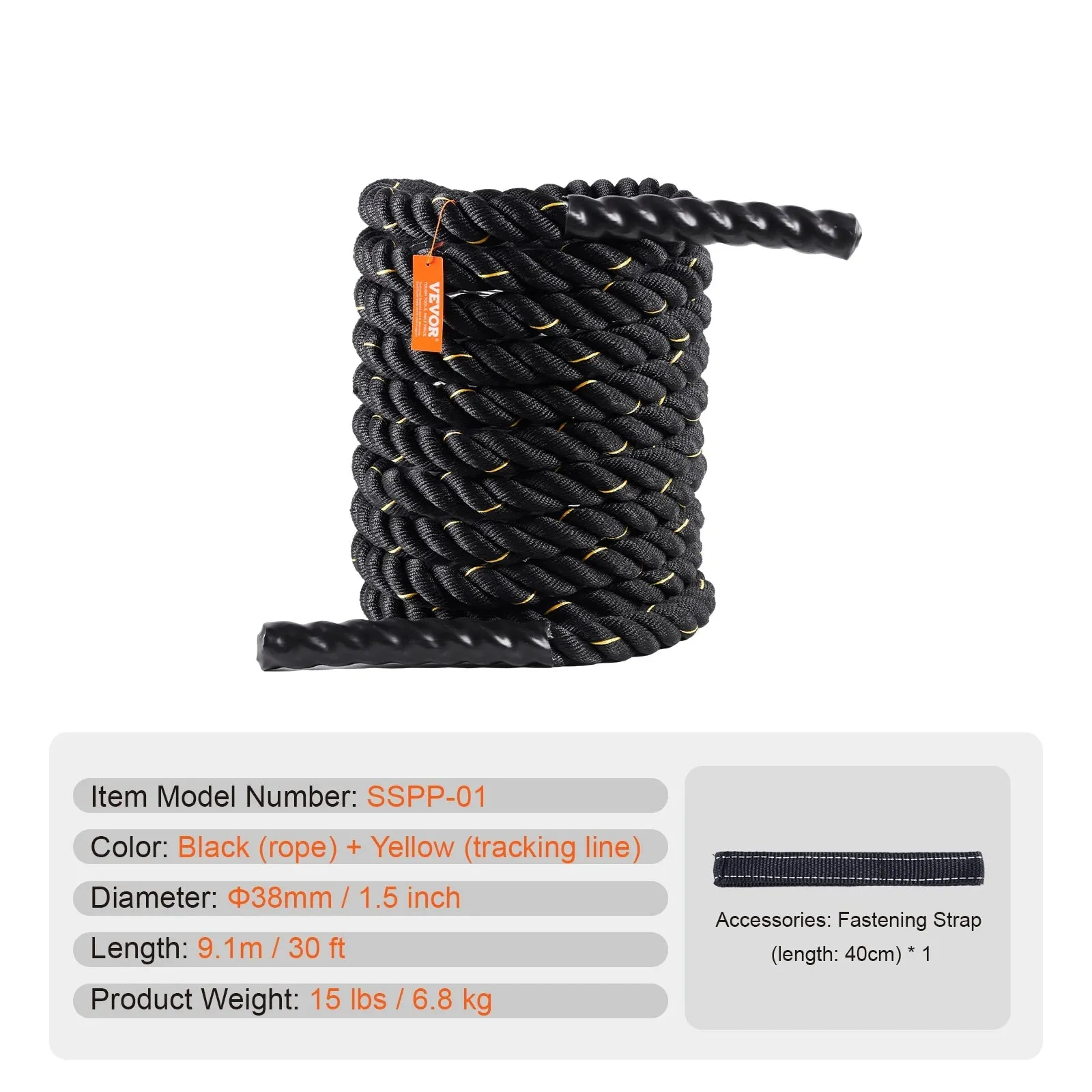 30Ft Durable Battle Rope For Muscle Building Strength Training