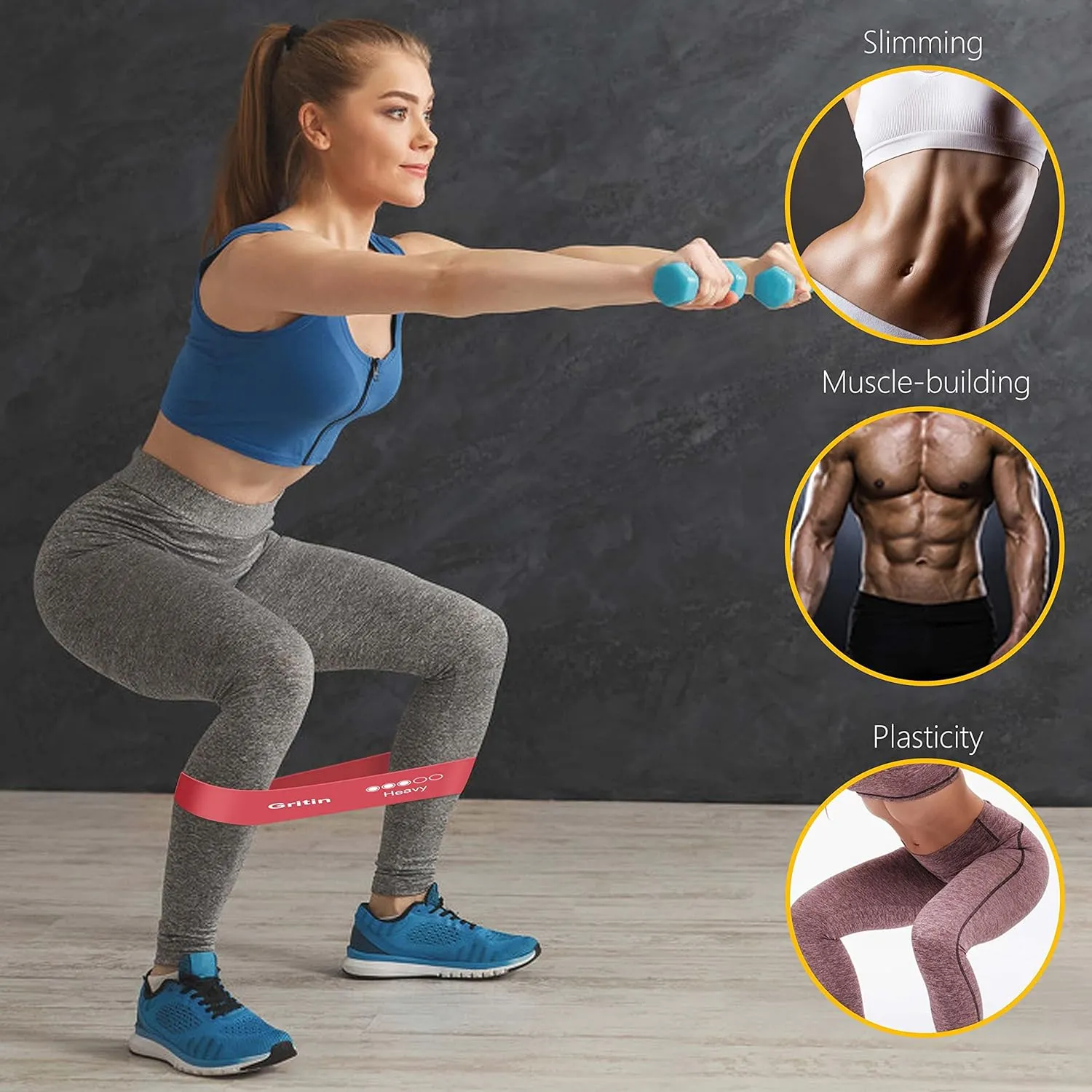 Bande lastique Fitness Gritin - Lot de 5 avec Sac | Fitnessterapy