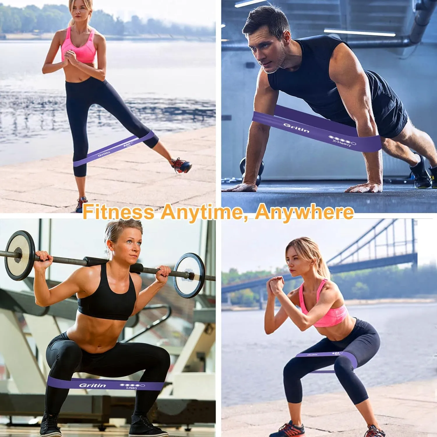 Bande lastique Fitness Gritin - Lot de 5 avec Sac | Fitnessterapy
