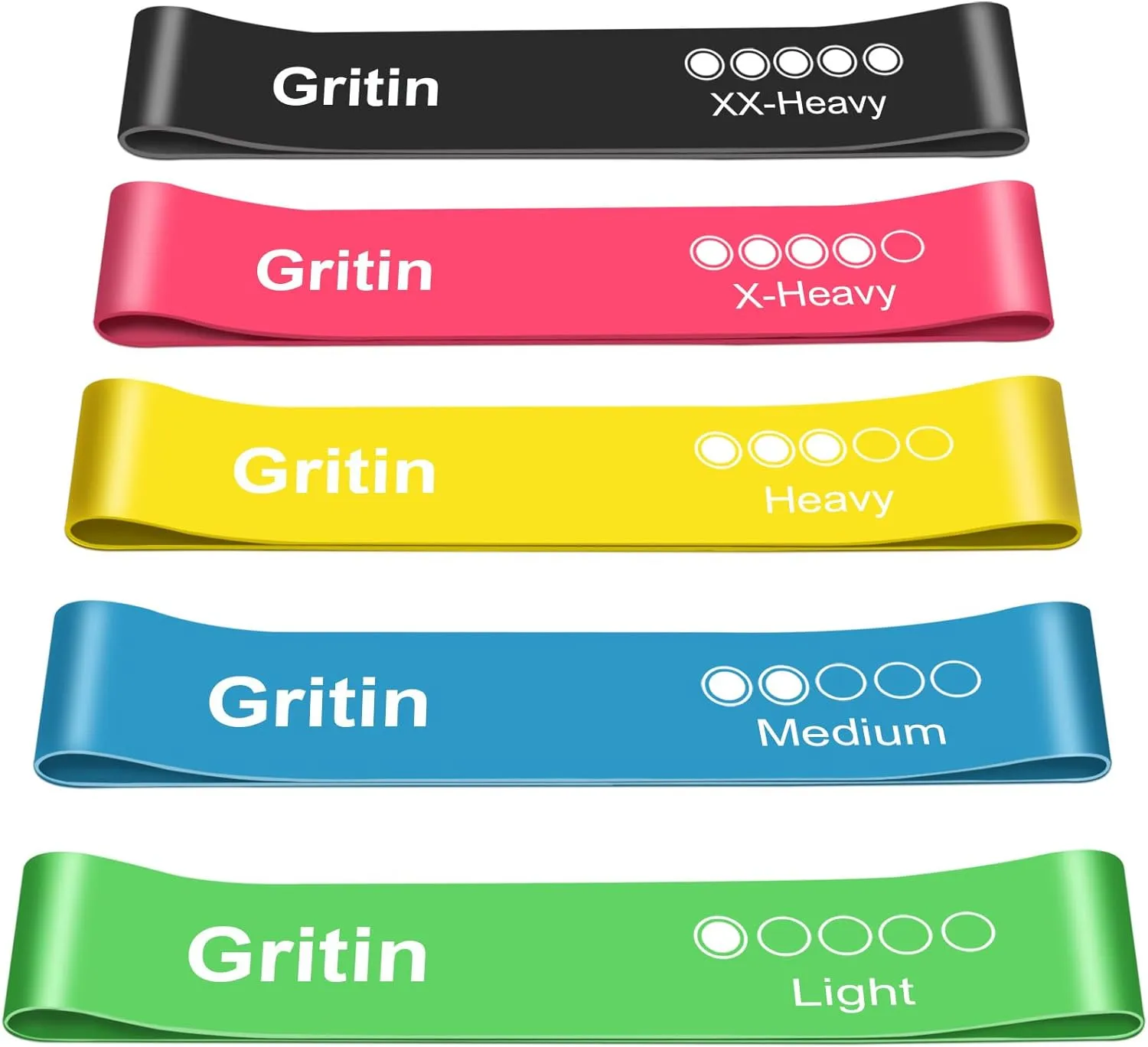 Bande lastique Fitness Gritin - Lot de 5 avec Sac | Fitnessterapy