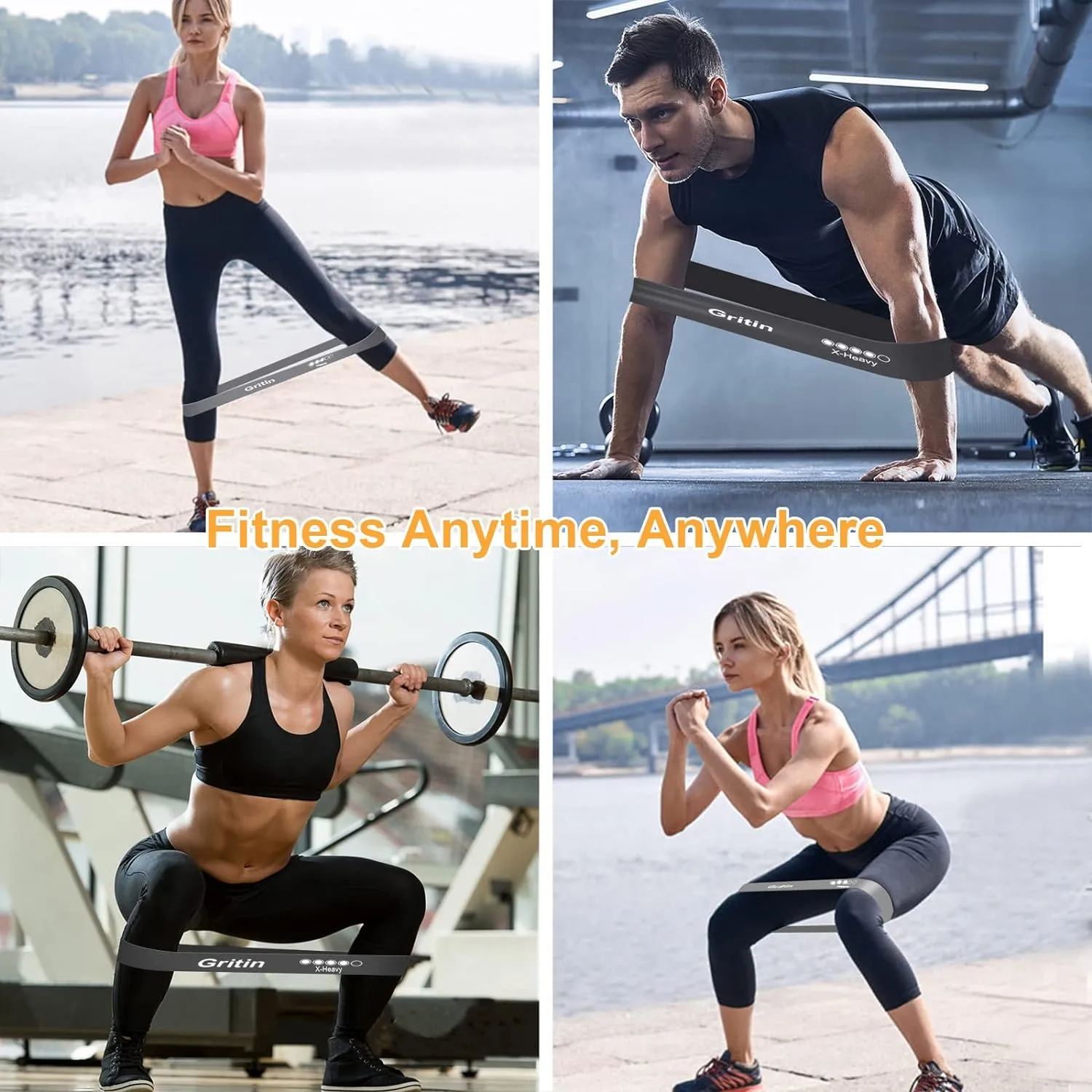 Bande lastique Fitness Gritin - Lot de 5 avec Sac | Fitnessterapy