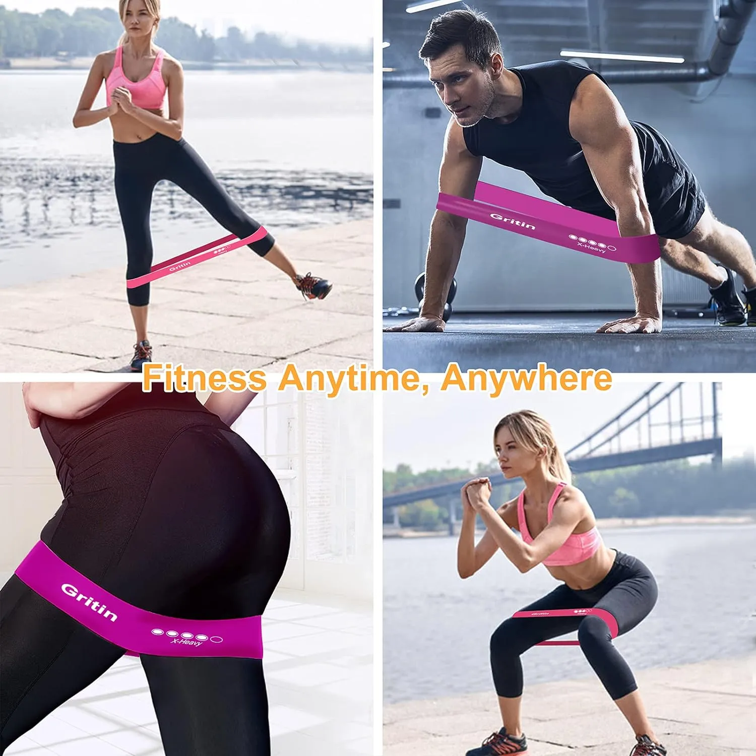Bande lastique Fitness Gritin - Lot de 5 avec Sac | Fitnessterapy