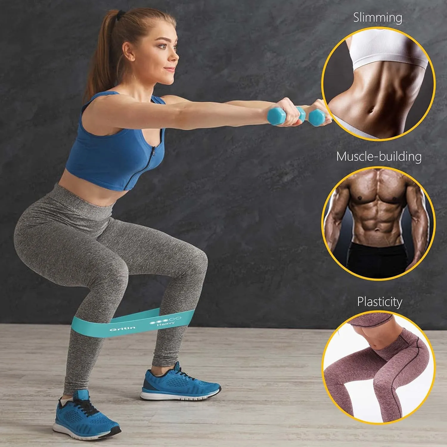 Bande lastique Fitness Gritin - Lot de 5 avec Sac | Fitnessterapy