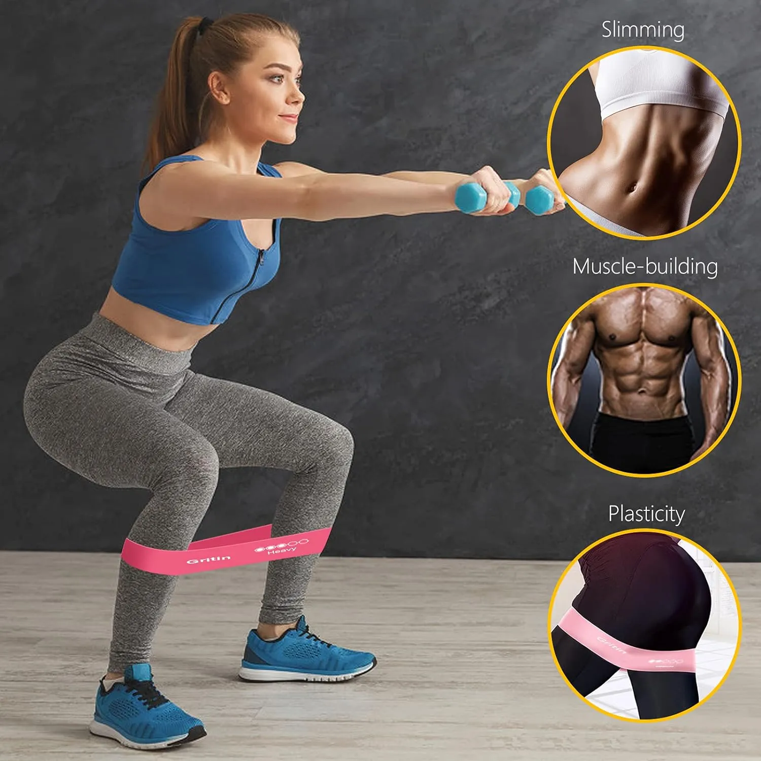 Bande lastique Fitness Gritin - Lot de 5 avec Sac | Fitnessterapy