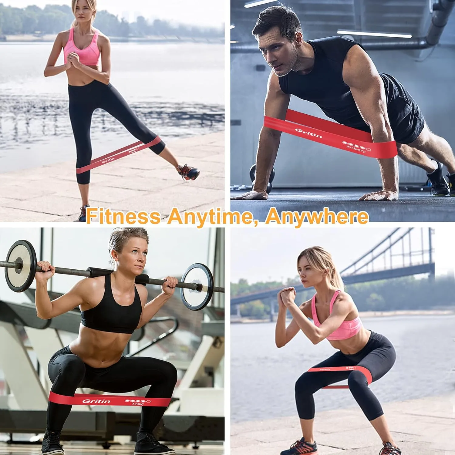 Bande lastique Fitness Gritin - Lot de 5 avec Sac | Fitnessterapy