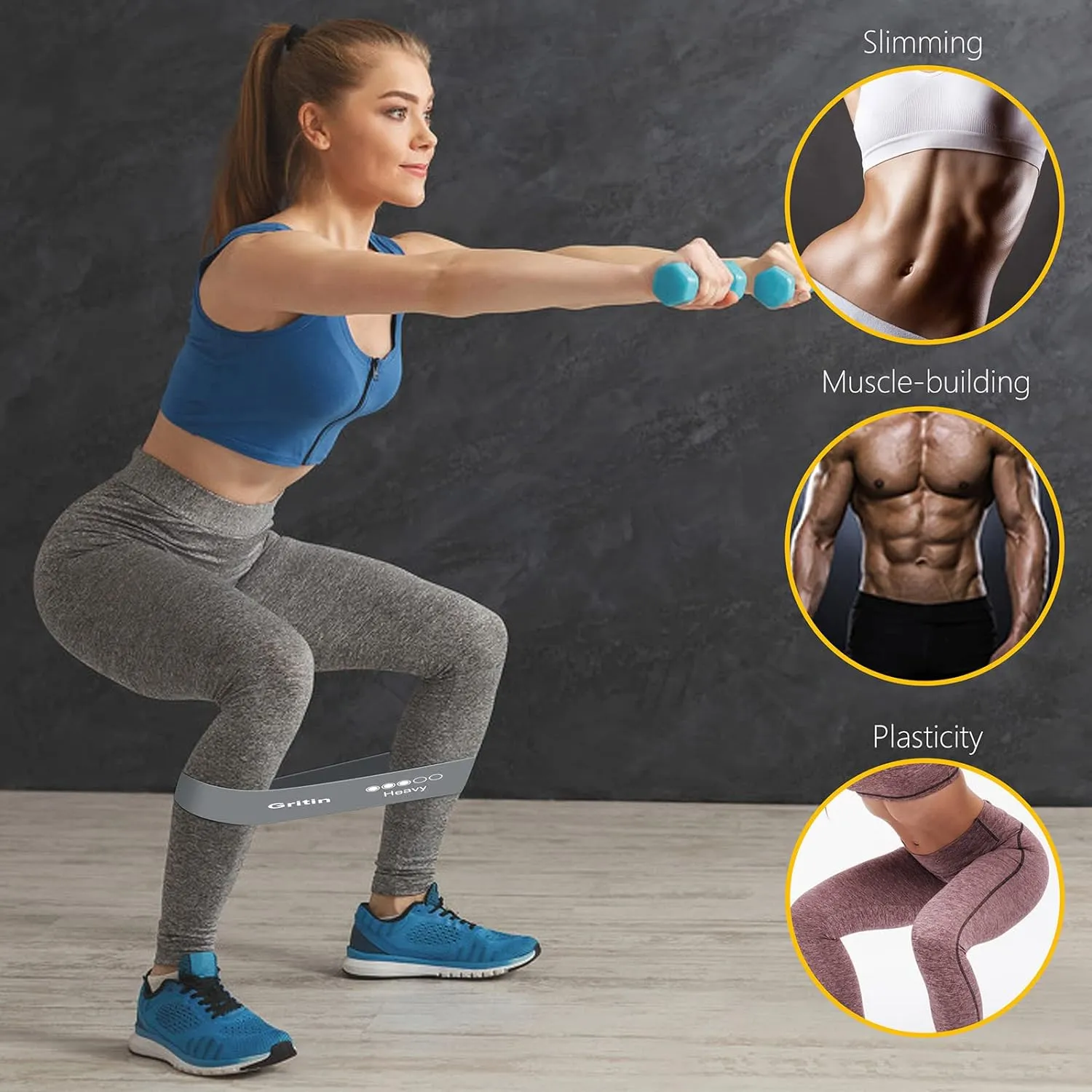 Bande lastique Fitness Gritin - Lot de 5 avec Sac | Fitnessterapy