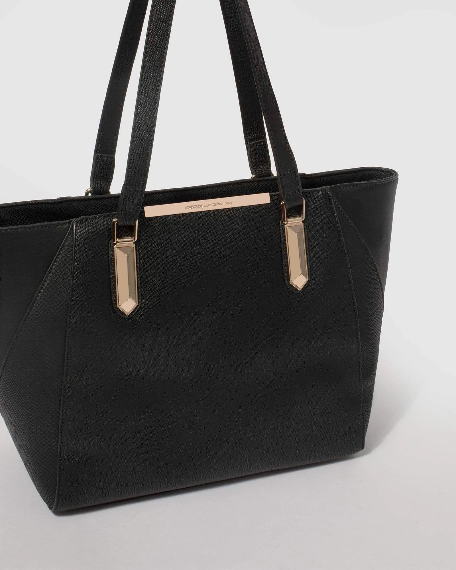 Black Domi Hardware Tote Bag With Gold Hardware