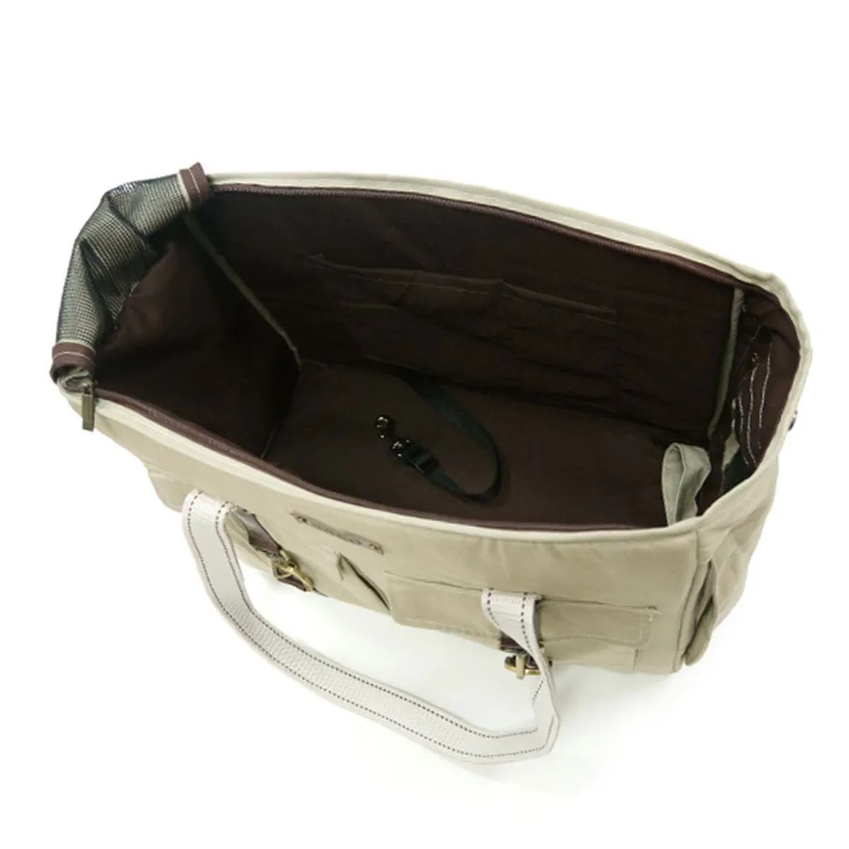 Buckle Tote Dog Carrier in Beige