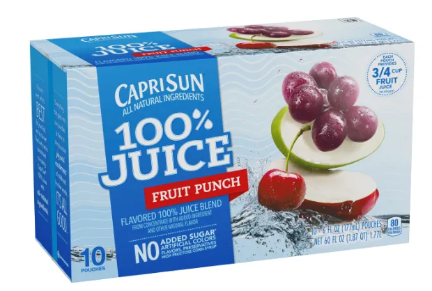 Capri Sun 100% JUICE Fruit PUNCH 10 Pack