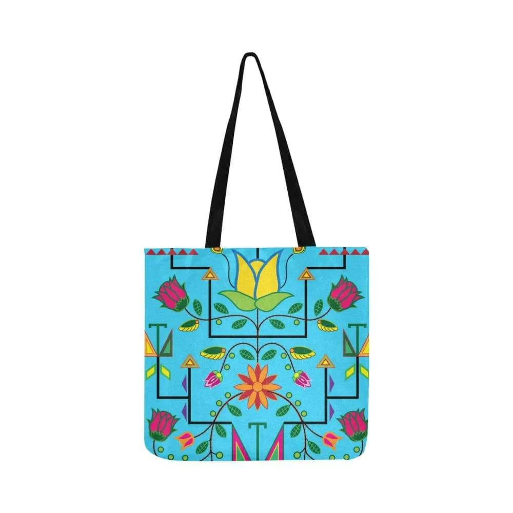 Geometric Floral Summer-Sky Blue Reusable Shopping Bag (Two sides)