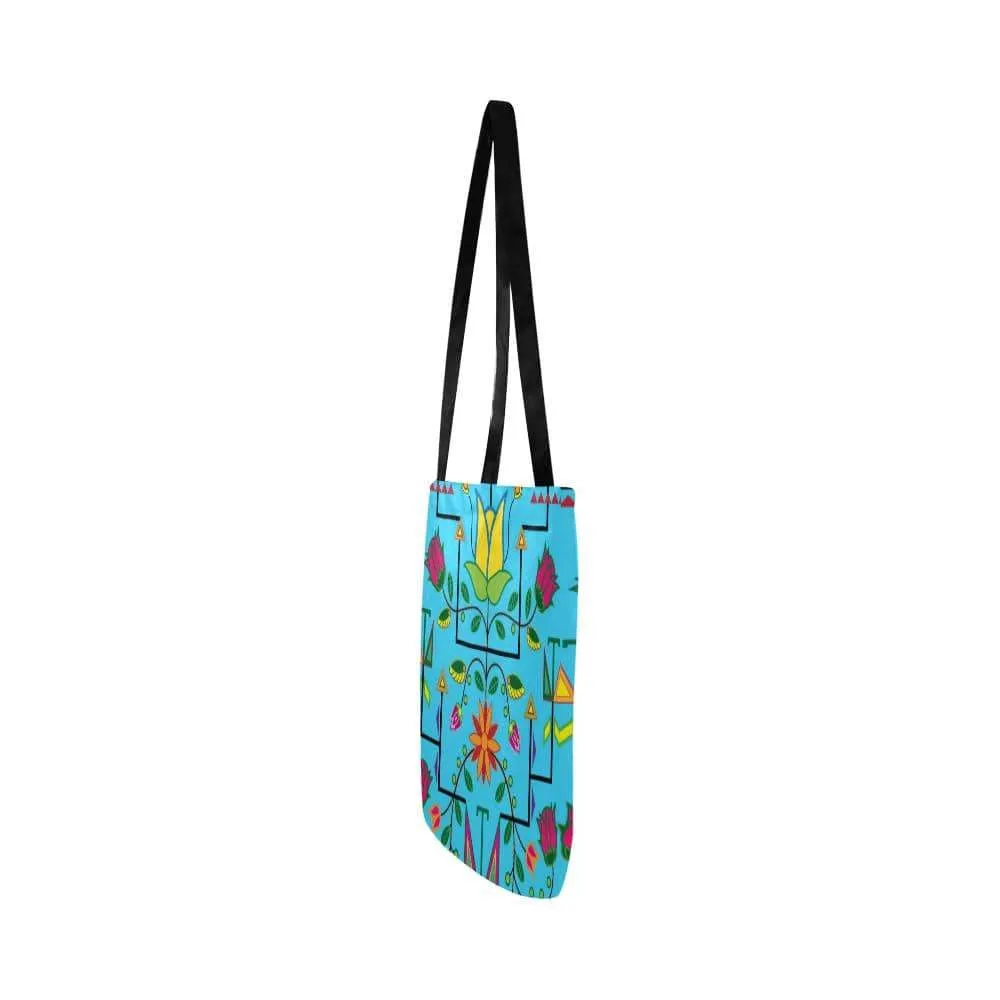 Geometric Floral Summer-Sky Blue Reusable Shopping Bag (Two sides)