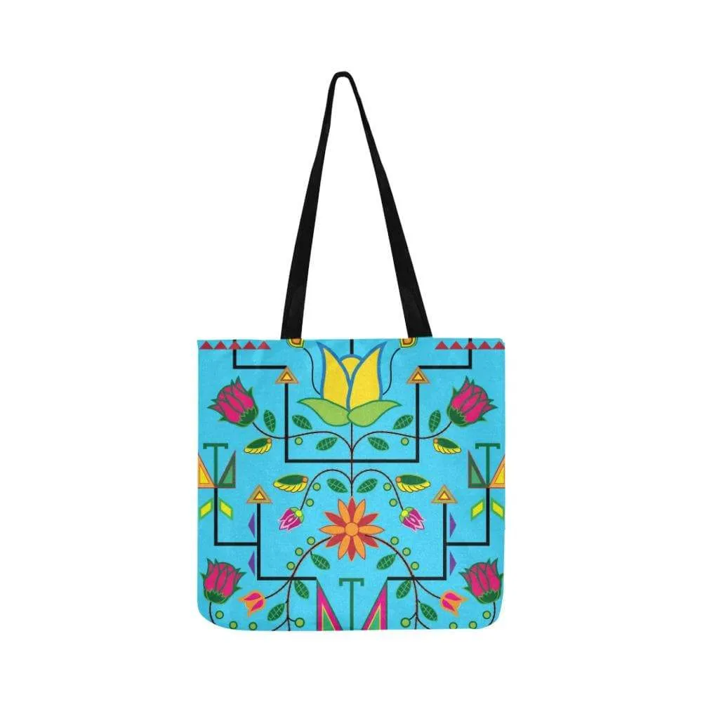 Geometric Floral Summer-Sky Blue Reusable Shopping Bag (Two sides)