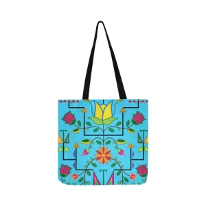 Geometric Floral Summer-Sky Blue Reusable Shopping Bag (Two sides)