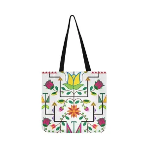 Geometric Floral Summer-White Reusable Shopping Bag (Two sides)
