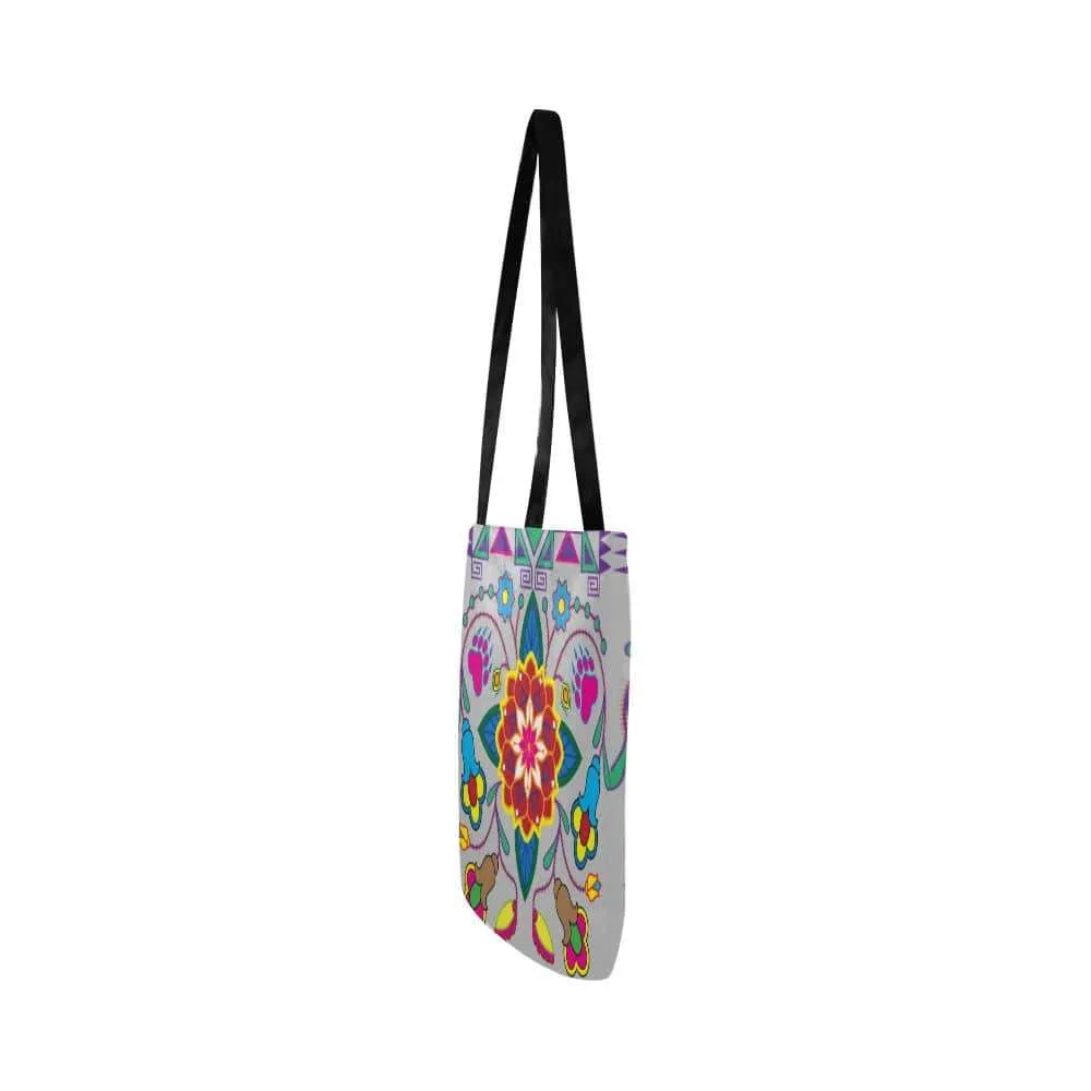 Geometric Floral Winter-Gray Reusable Shopping Bag (Two sides)