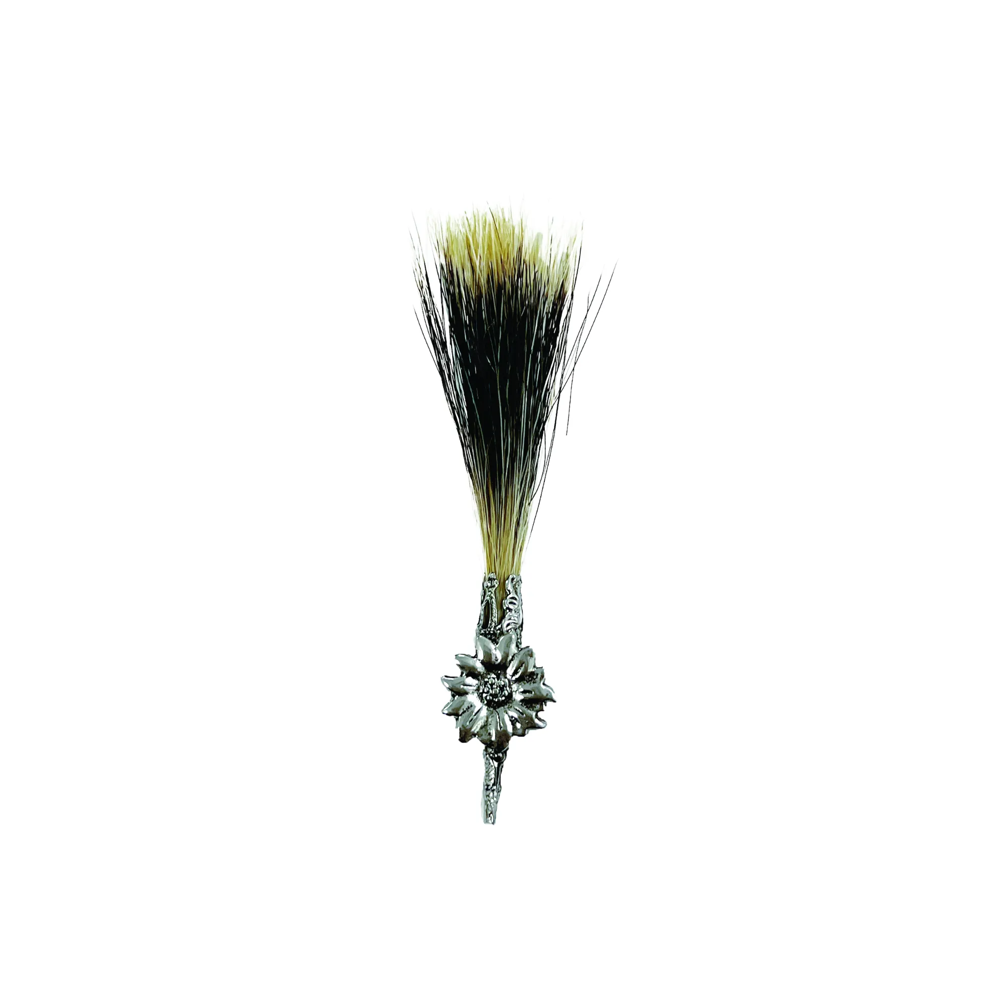 Edelweiss Hat Pin with Metal Medallion and Gamsbart Brush - Premium Title