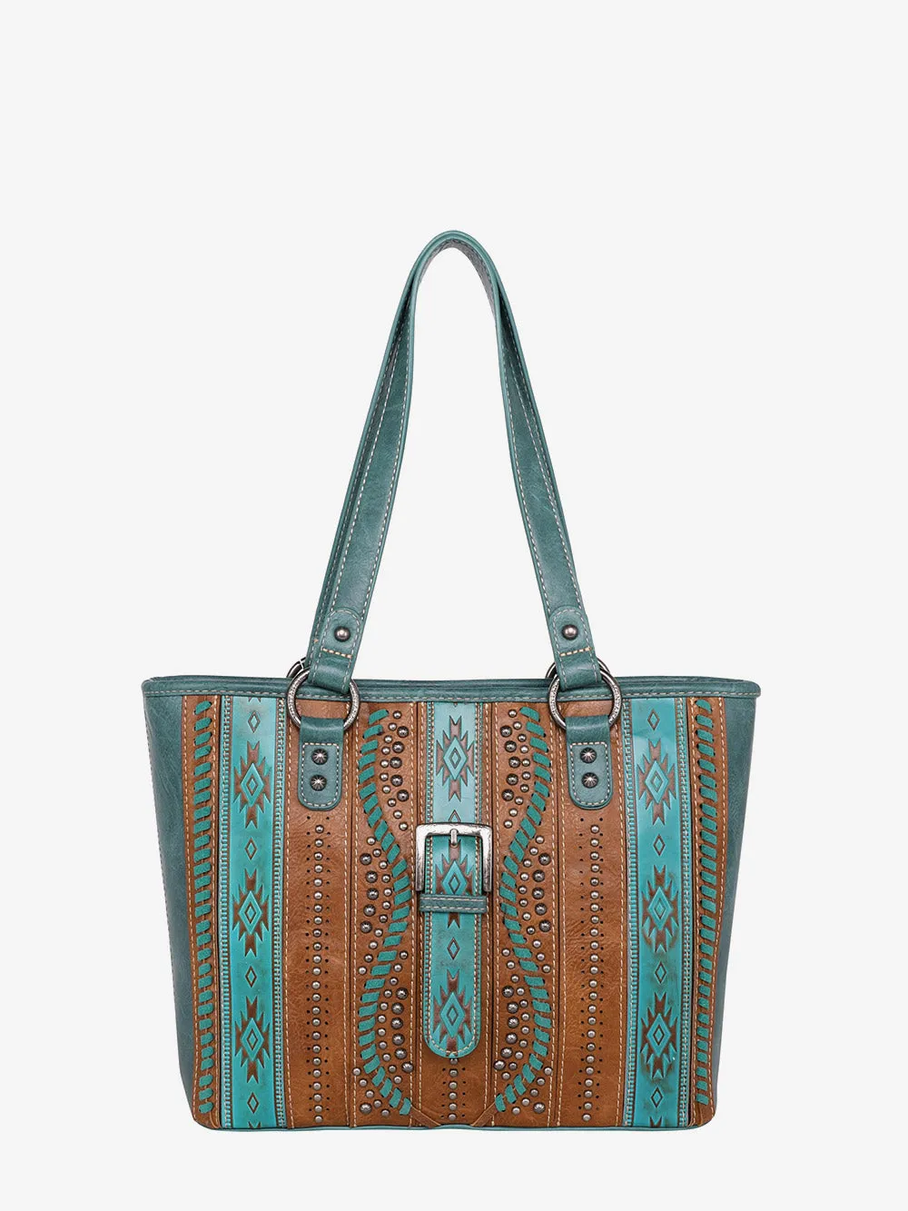 Montana West Embossed Aztec Buckle Concealed Carry Tote