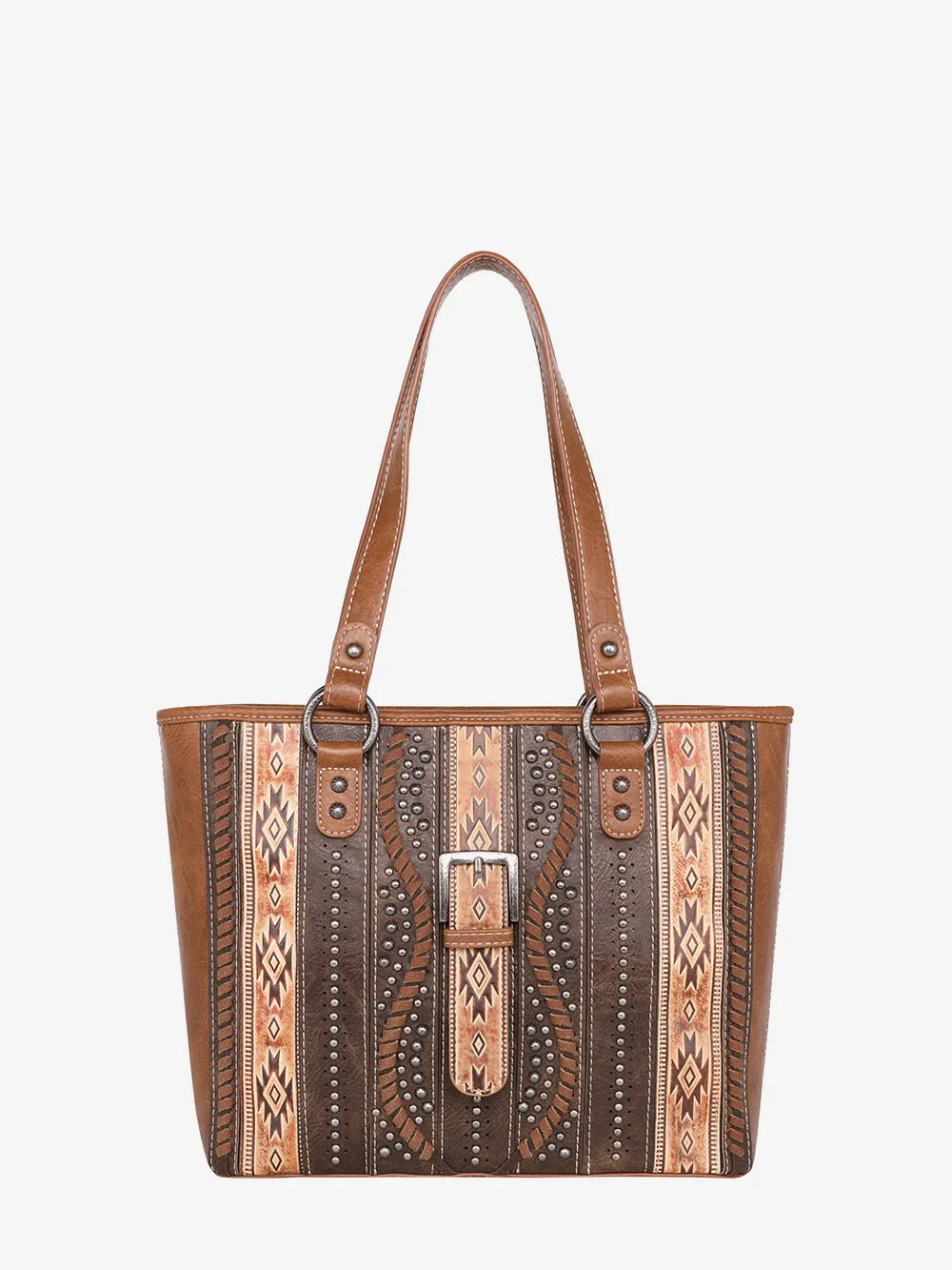 Montana West Embossed Aztec Buckle Concealed Carry Tote