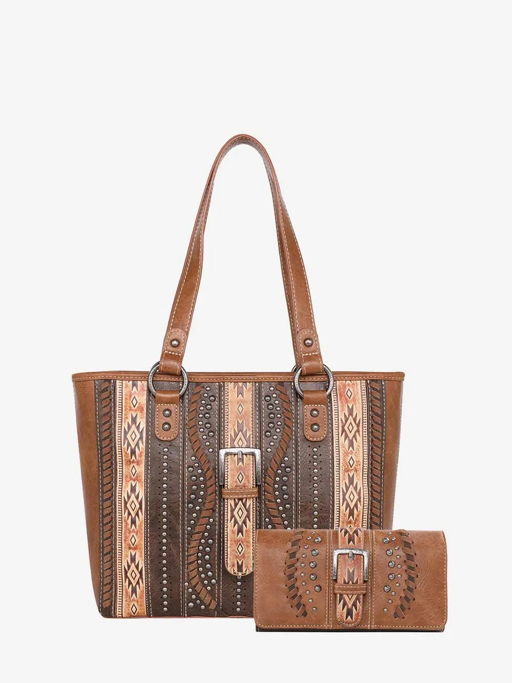 Montana West Embossed Aztec Buckle Concealed Carry Tote