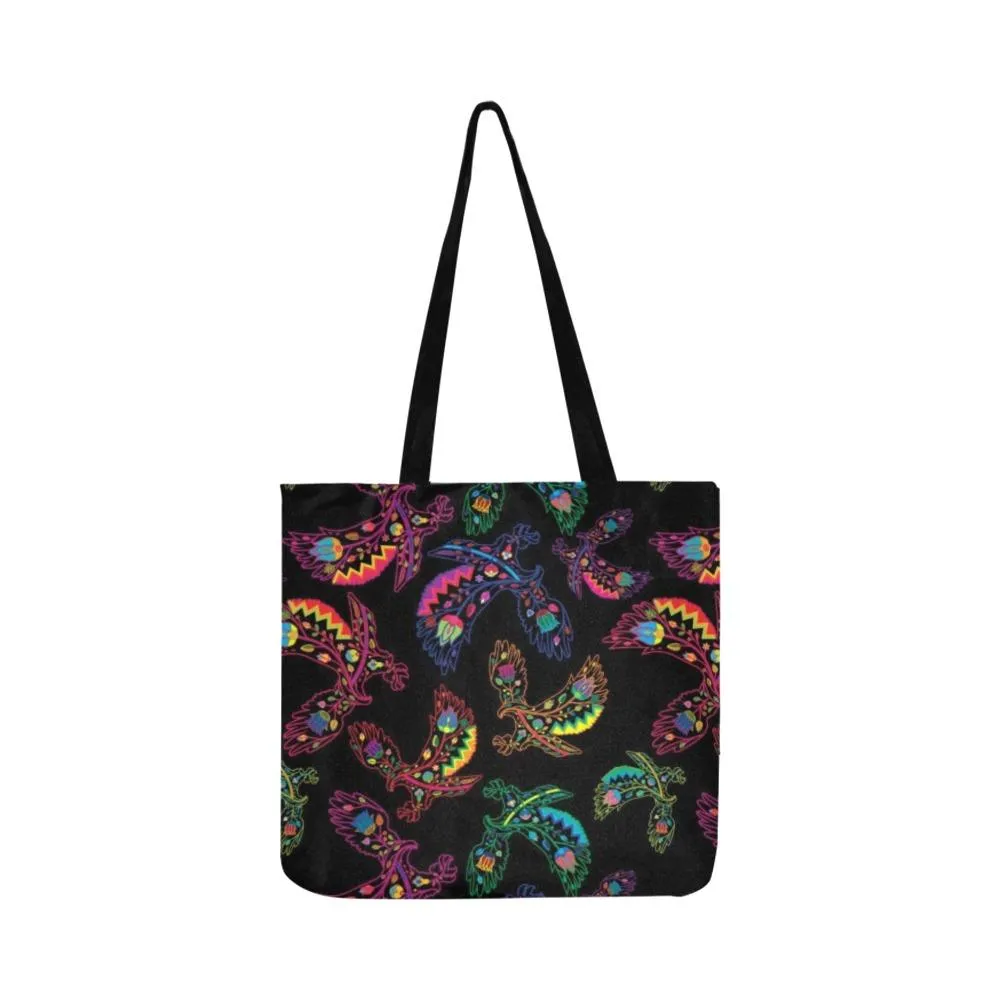 Neon Floral Eagles Reusable Shopping Bag (Two sides)