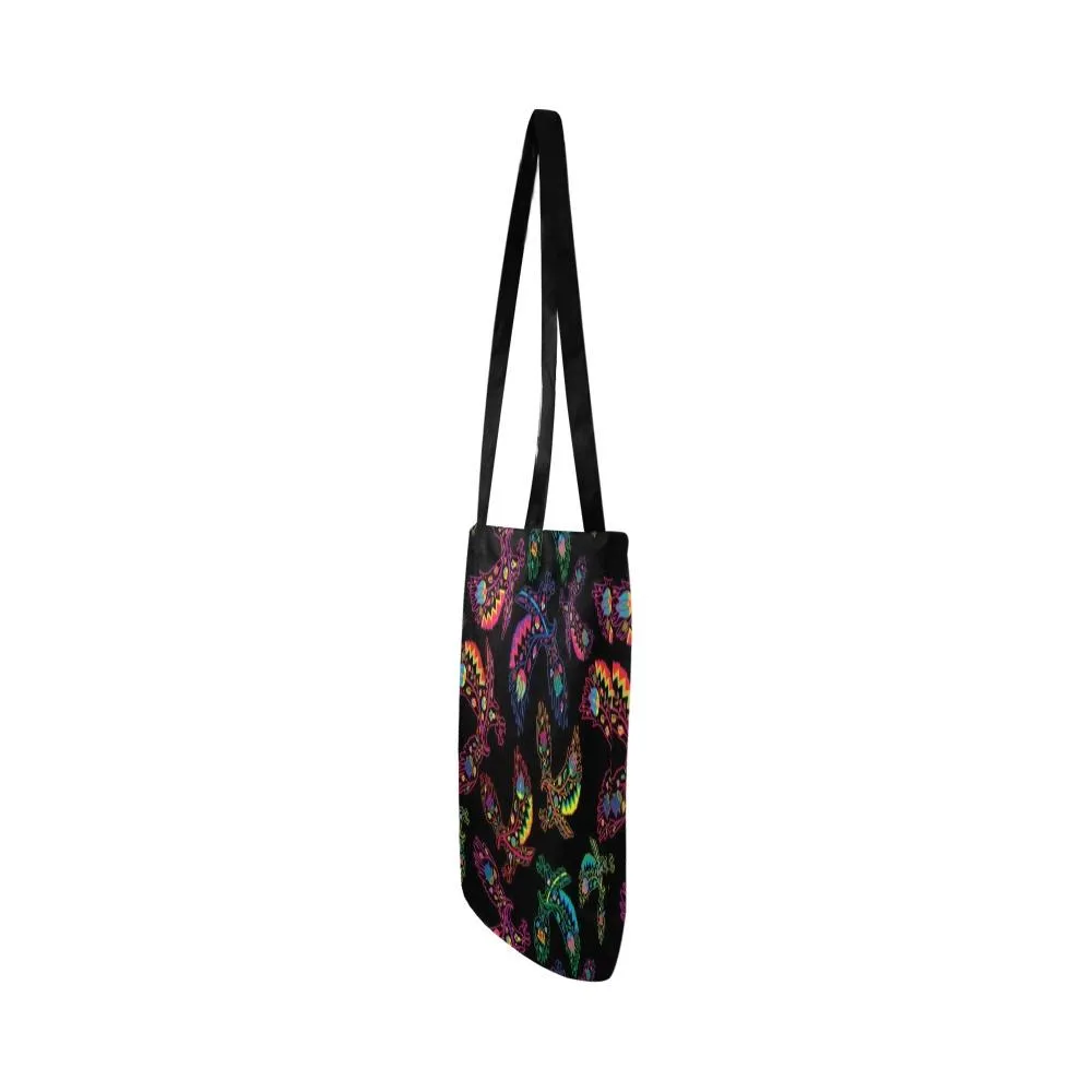Neon Floral Eagles Reusable Shopping Bag (Two sides)