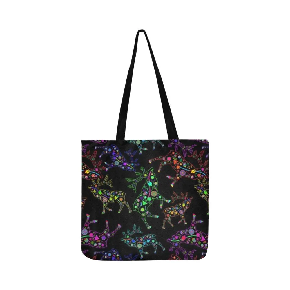 Neon Floral Elks Reusable Shopping Bag (Two sides)