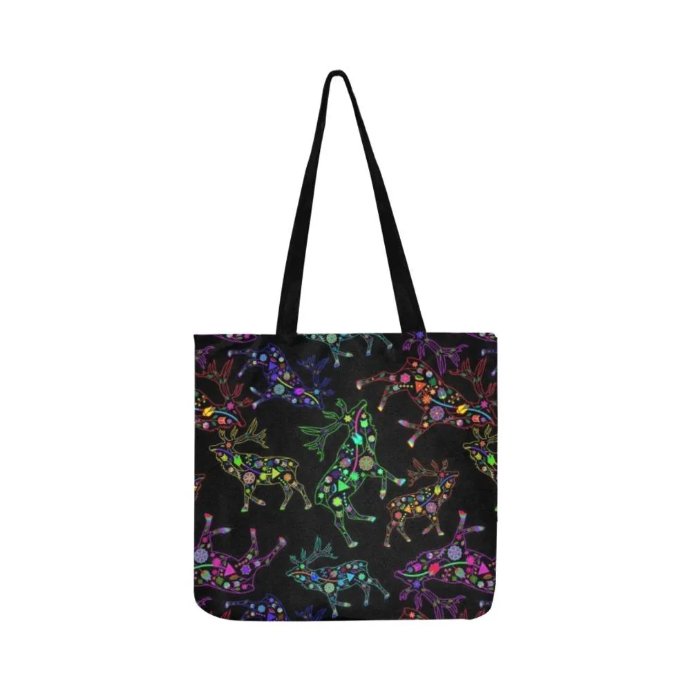 Neon Floral Elks Reusable Shopping Bag (Two sides)