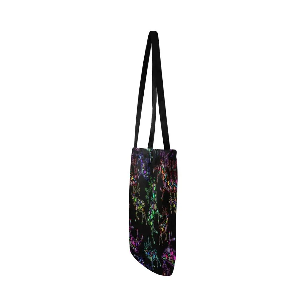 Neon Floral Elks Reusable Shopping Bag (Two sides)