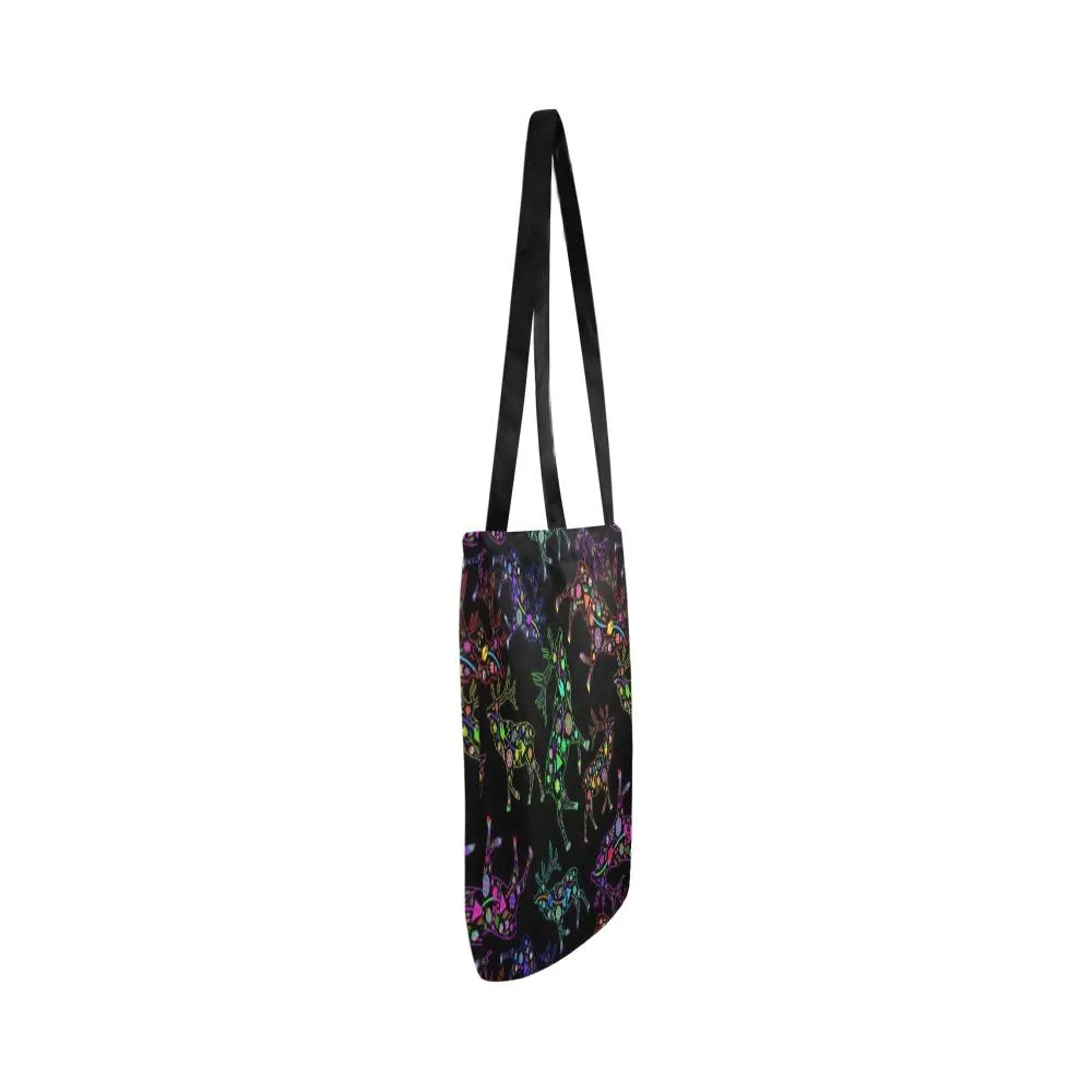 Neon Floral Elks Reusable Shopping Bag (Two sides)