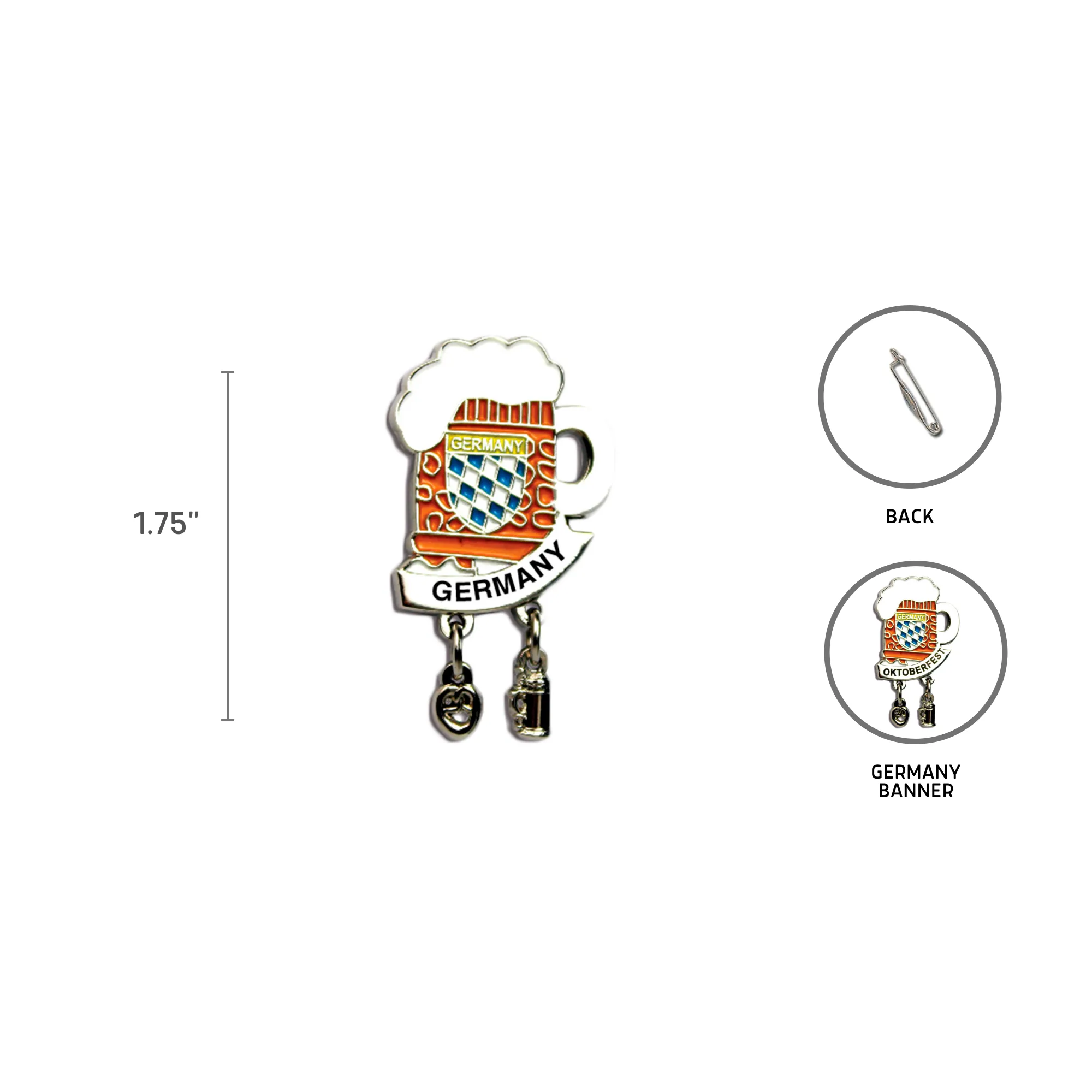 Oktoberfest Beer Mug Metal Hat Pin for German Hat