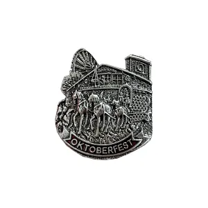 Oktoberfest Draft Horses German Metal Hat Pin with "Oktoberfest" Banner