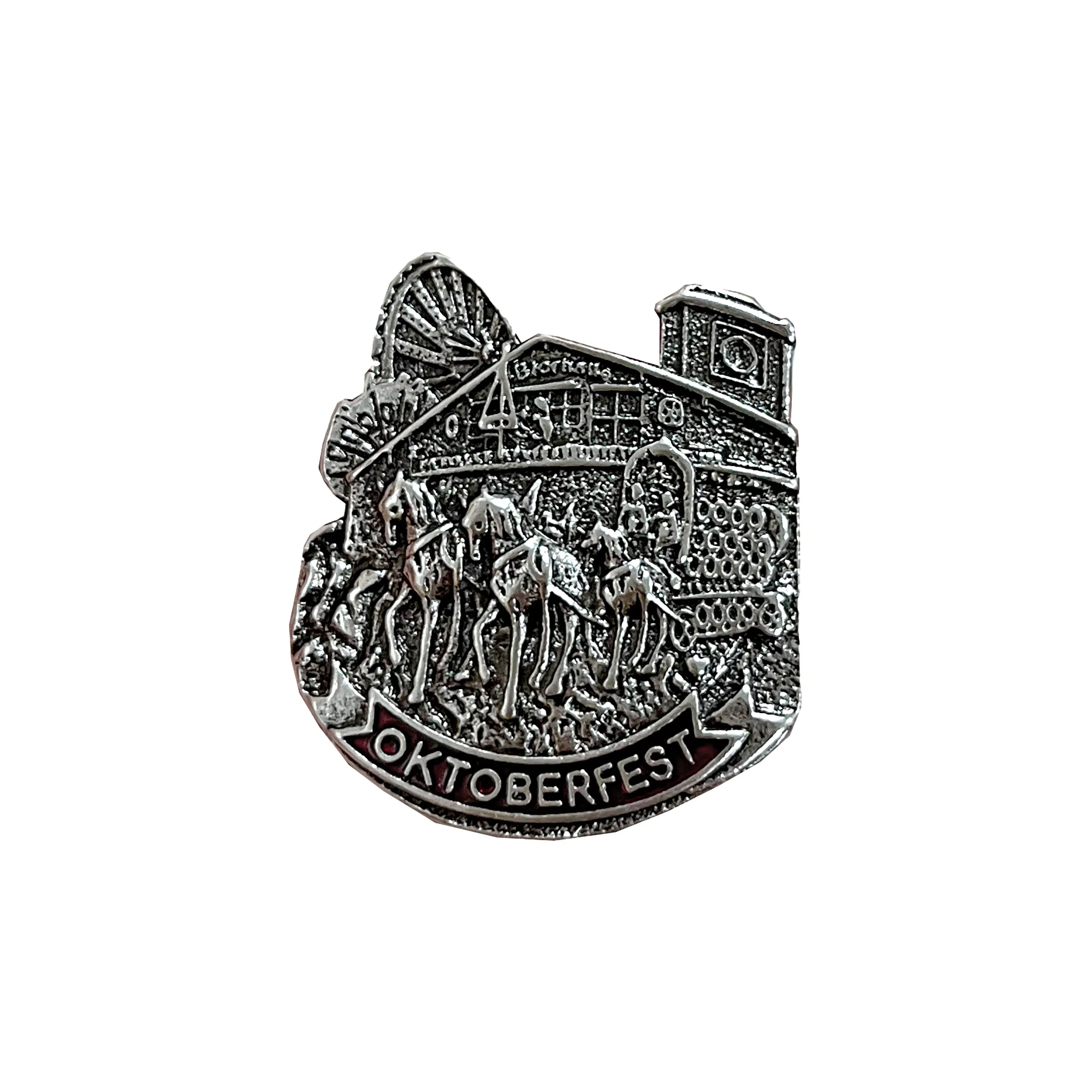 Oktoberfest Draft Horses German Metal Hat Pin with "Oktoberfest" Banner