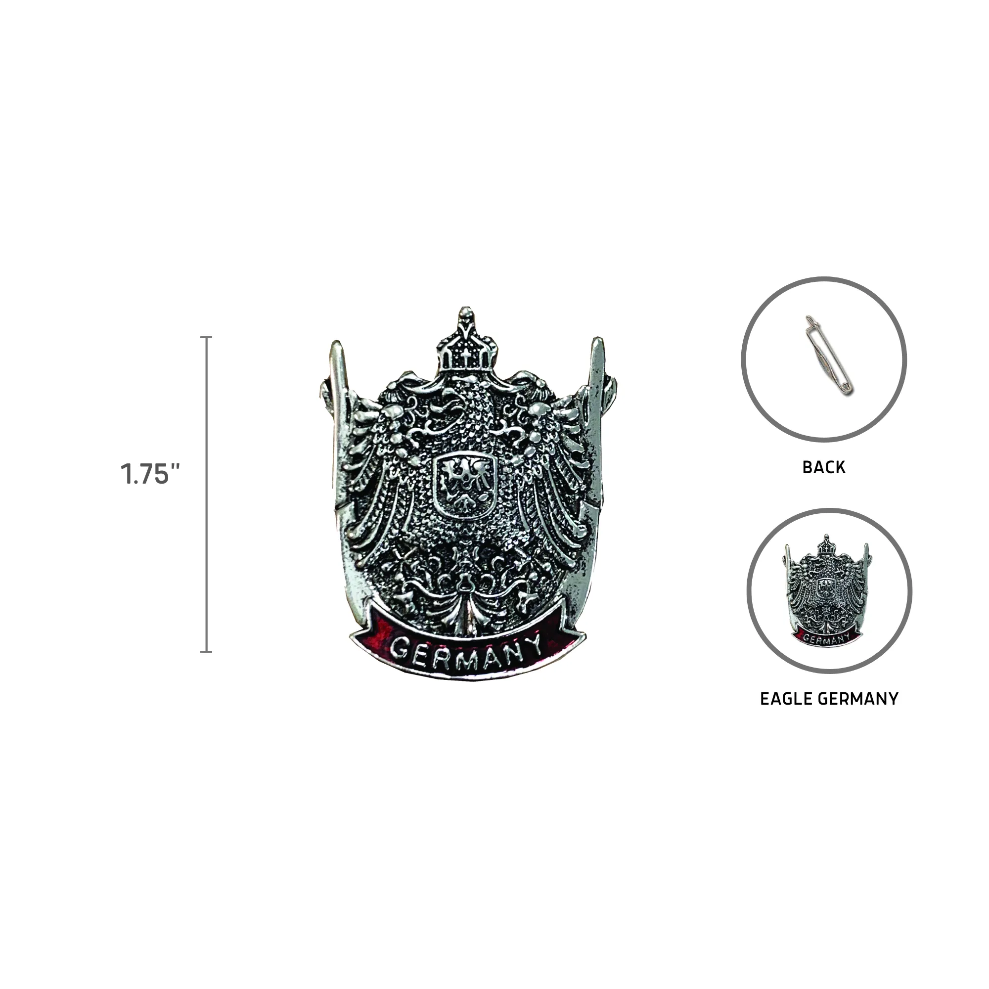 Oktoberfest Eagle Crest German Metal Hat Pin with "Germany" Banner
