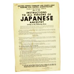 Original U.S. WWII 1942 Japanese - American Civilian Exclusion Order No. 83 - San Bernadino and Riverside Counties of California