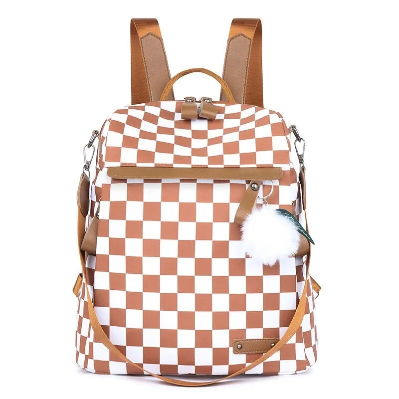 Oxford Plaid Waterproof Backpack For Girls
