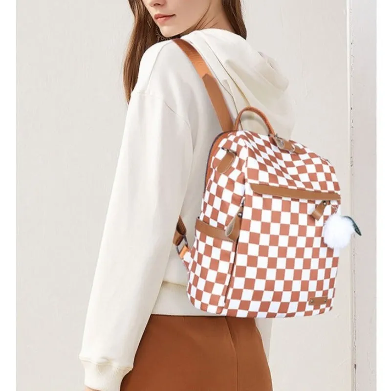 Oxford Plaid Waterproof Backpack For Girls