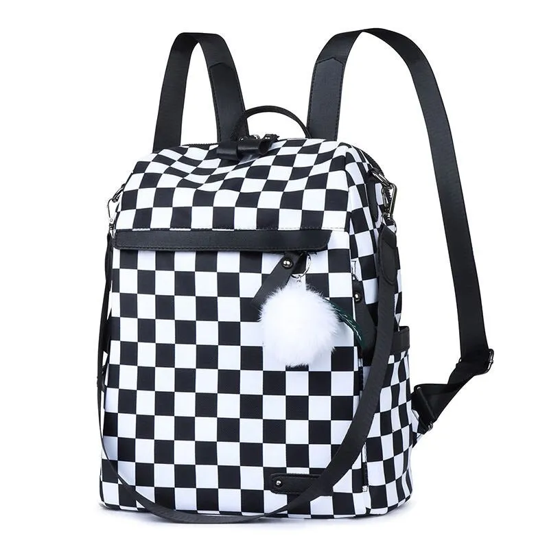 Oxford Plaid Waterproof Backpack For Girls