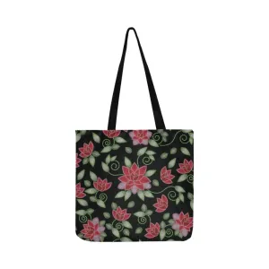 Red Beaded Rose Reusable Shopping Bag (Two sides)