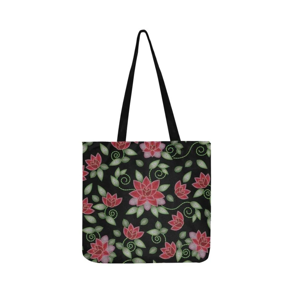 Red Beaded Rose Reusable Shopping Bag (Two sides)