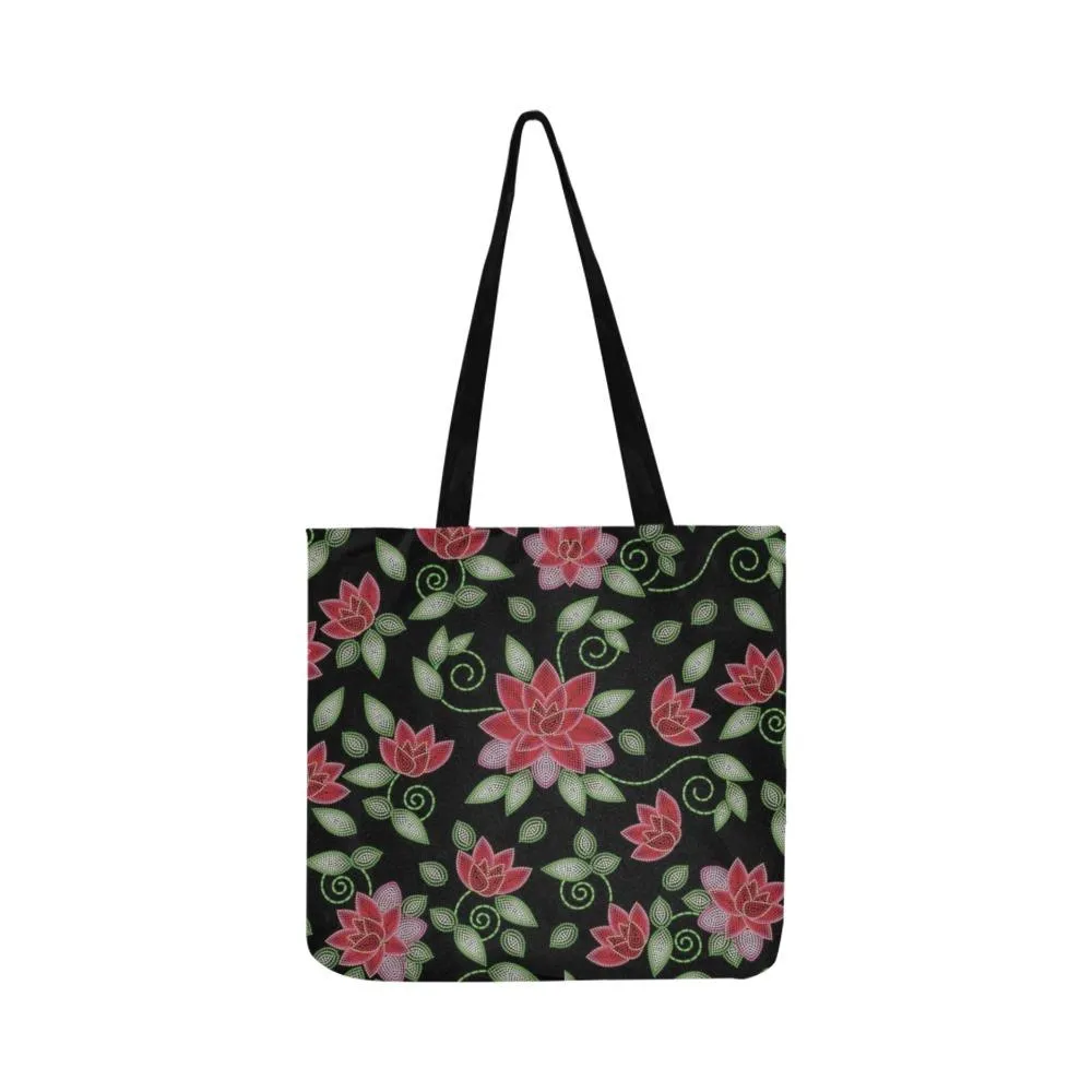Red Beaded Rose Reusable Shopping Bag (Two sides)
