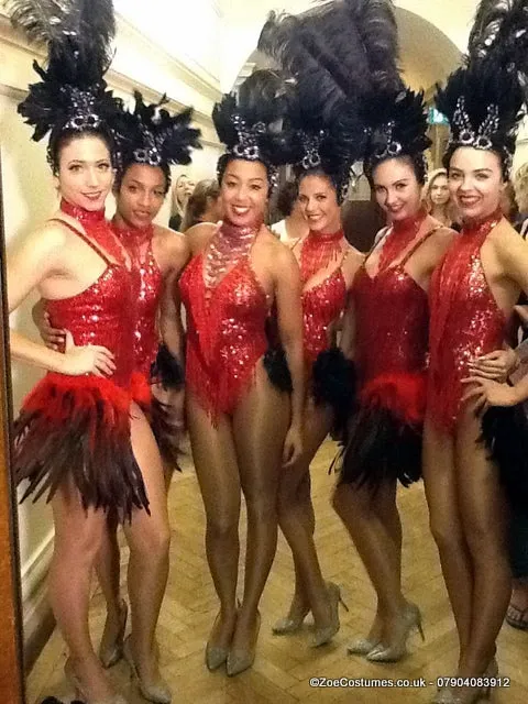 Red Samba showgirl outfits hire | Zoe London Dance Costumes for Hire