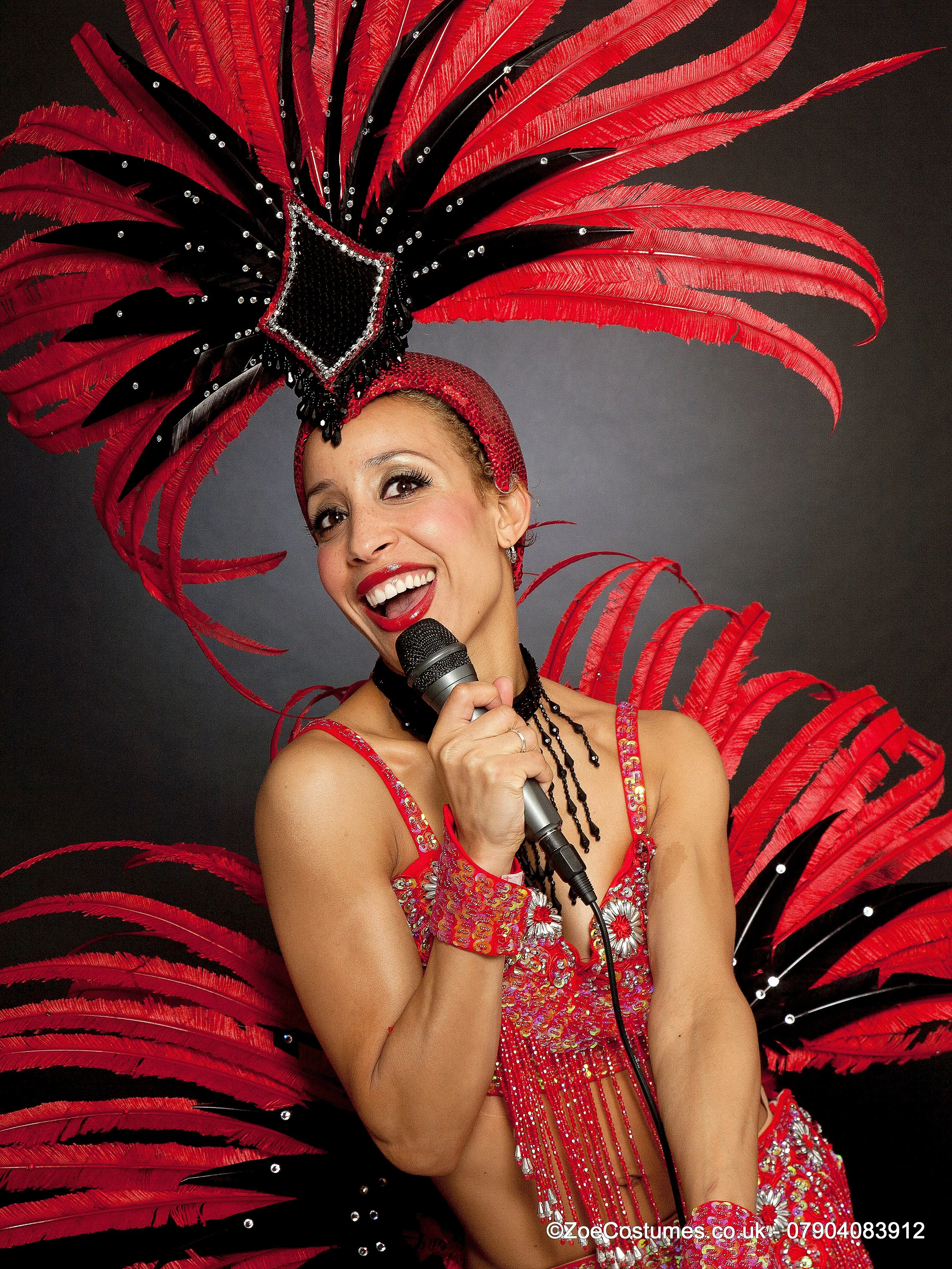 Red Samba showgirl outfits hire | Zoe London Dance Costumes for Hire