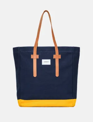 Sandqvist Stig Tote Bag (Canvas) - Blue/Yellow