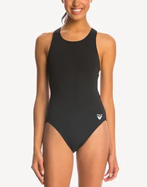 Solid Polyester Maxback One Piece Swimsuit